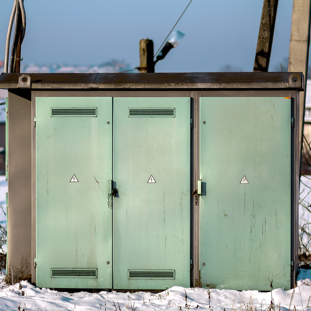 Transformer cabinet for electricity change. Outdoor electric control box